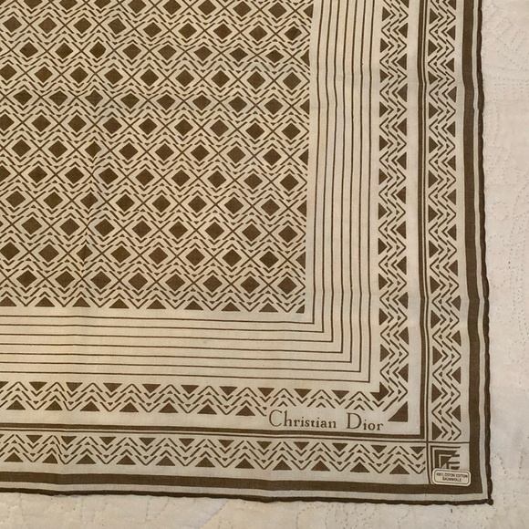 Vintage Christian Dior small square cotton scarf handkerchief - Picture 6 of 12